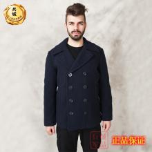 美国正品Alpha阿尔法 USN Pea Coat男士海军呢大衣/风衣