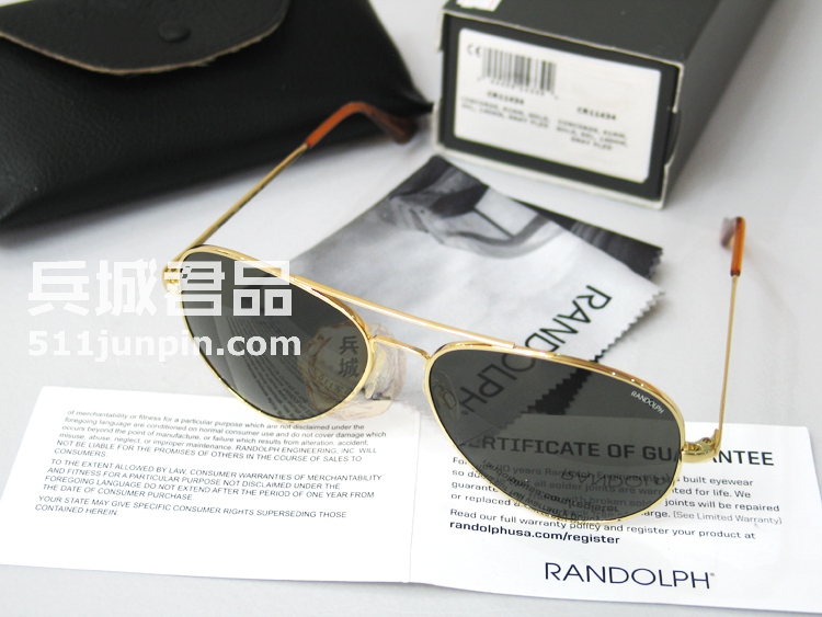 正品美国 Randolph兰道夫 协和机系列雷朋款 弯臂偏光镜 AGX镜片