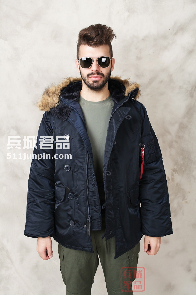 美国正品Alpha阿尔法 N3B 假毛普通版男士防寒大衣