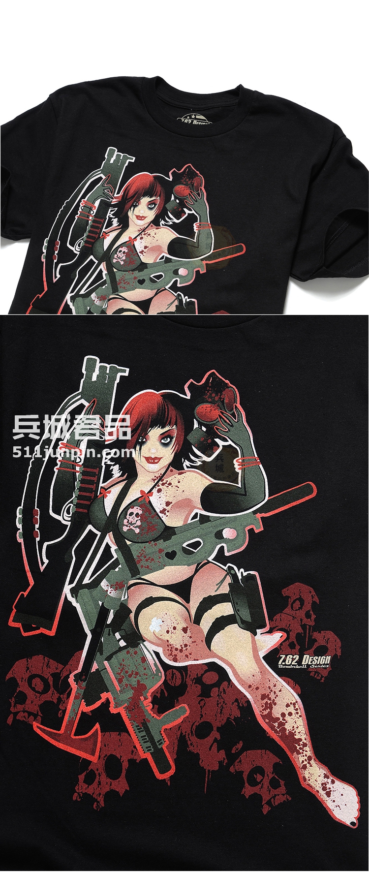 美国正品7.62design军事男短袖 户外军迷特种兵t恤 性感女神1437