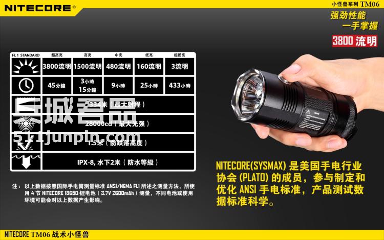 NITECORE奈特科尔小怪兽TM06超强光手电筒战术手电远射探照灯