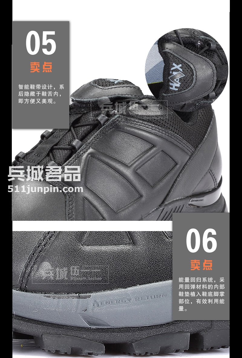 德国HAIX黑鹰战术BLACK ET20低筒 运动休闲商务皮鞋男300101