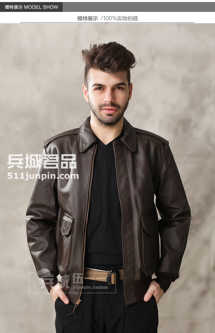 美国正品cockpit A2飞行员服 时尚机车皮衣羊皮夹克飞行夹克