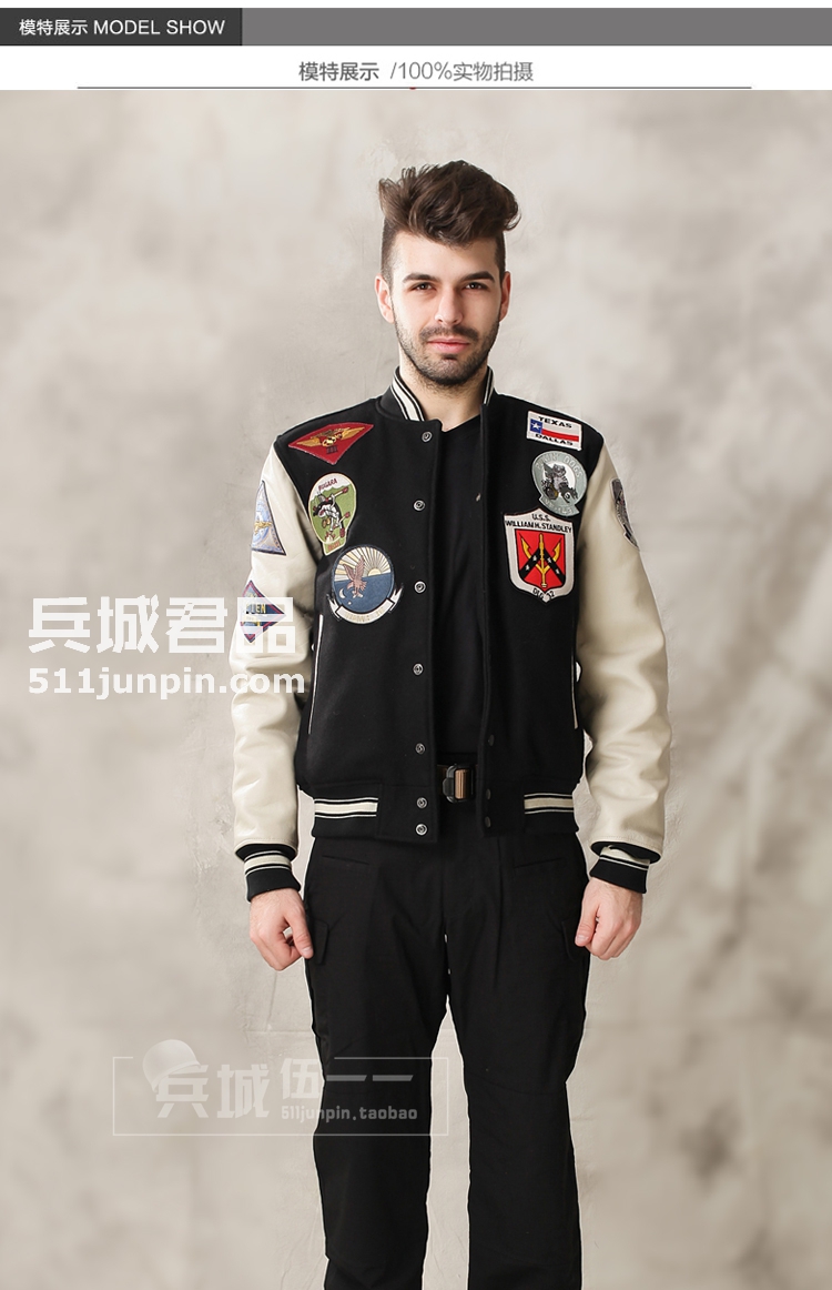 美国原产COCKPIT官方授权正品 壮志凌云海军棒球夹克 羊毛/皮夹克