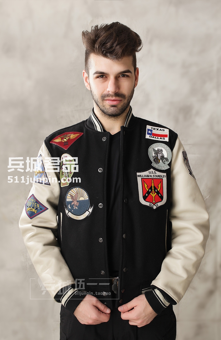 美国原产COCKPIT官方授权正品 壮志凌云海军棒球夹克 羊毛/皮夹克