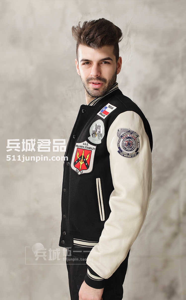 美国原产COCKPIT官方授权正品 壮志凌云海军棒球夹克 羊毛/皮夹克