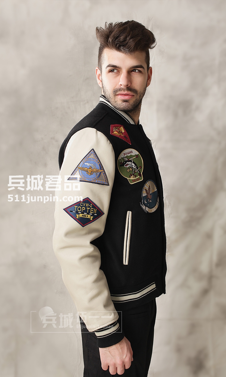美国原产COCKPIT官方授权正品 壮志凌云海军棒球夹克 羊毛/皮夹克