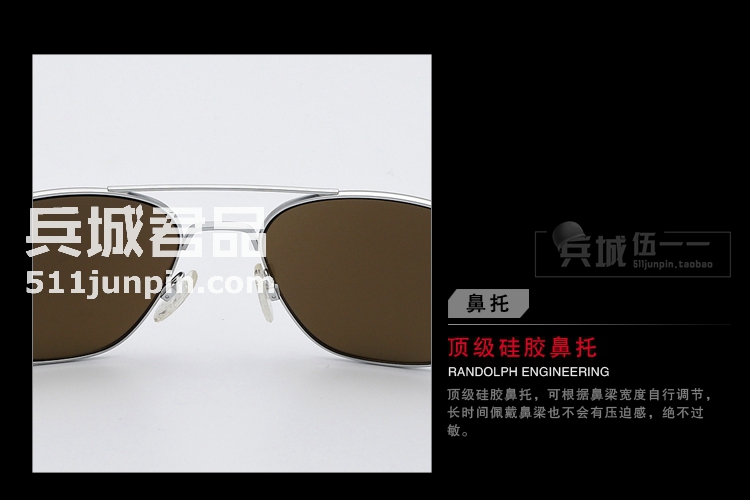 正 美国RANDOLPH 蓝道夫 太阳镜/军版飞行员眼镜 银色镀膜镜