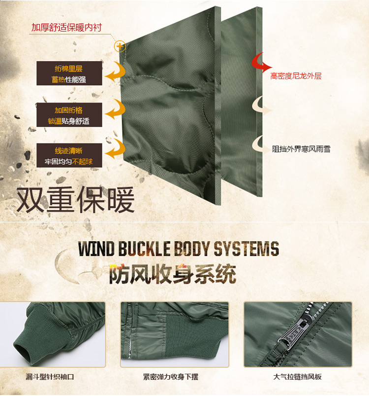 美国正品 alpha 阿尔法 大毛领男士保暖飞行夹克 B-15 普通版