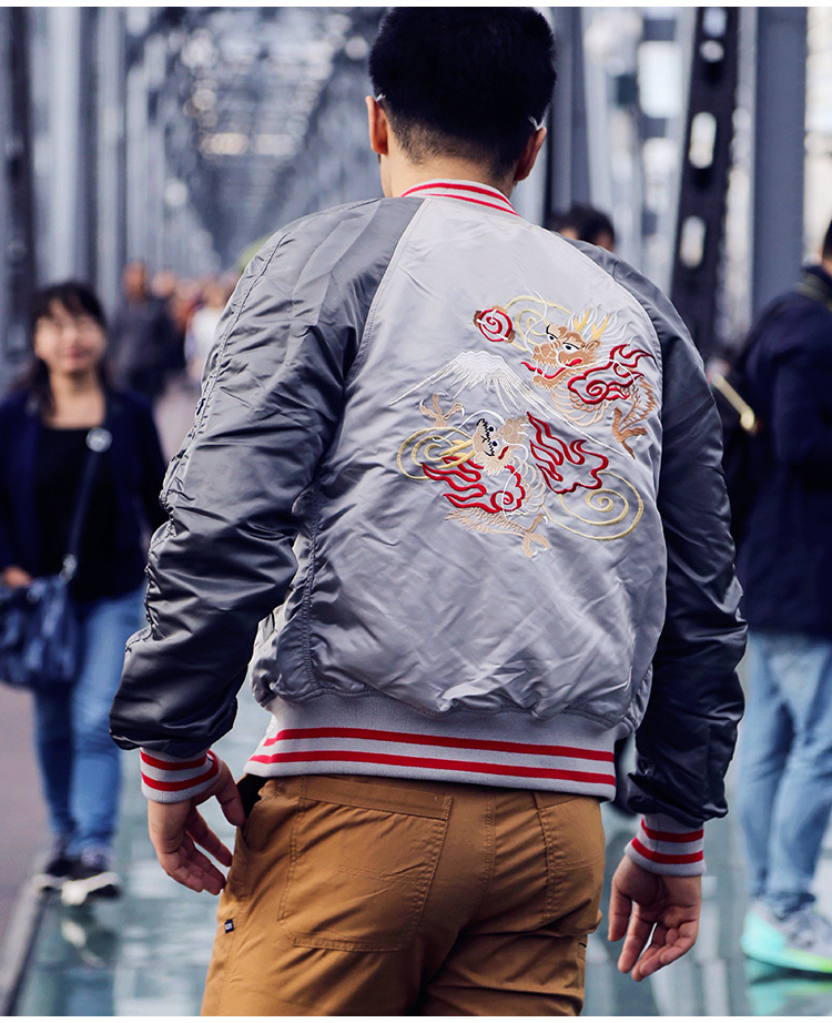 ALPHA INDUSTRIES alpha阿尔f法纪念龙腾MA1飞行夹克春季薄款双面外套