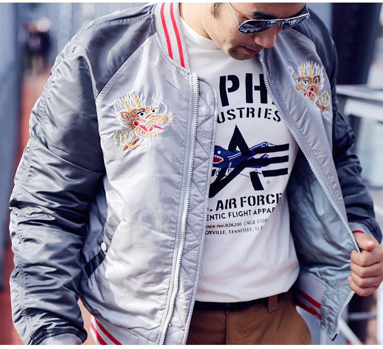 ALPHA INDUSTRIES alpha阿尔f法纪念龙腾MA1飞行夹克春季薄款双面外套