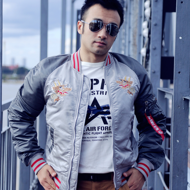 ALPHA INDUSTRIES alpha阿尔f法纪念龙腾MA1飞行夹克春季薄款双面外套
