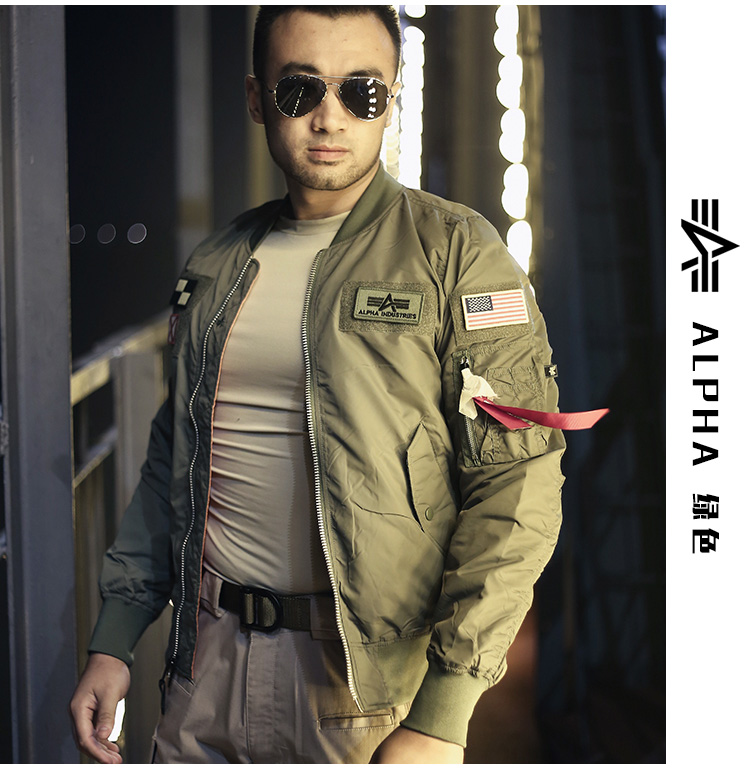 ALPHA INDUSTRIES 美国阿尔f法alpha立领FLEX带章防泼水ma1飞行夹克 弗雷斯