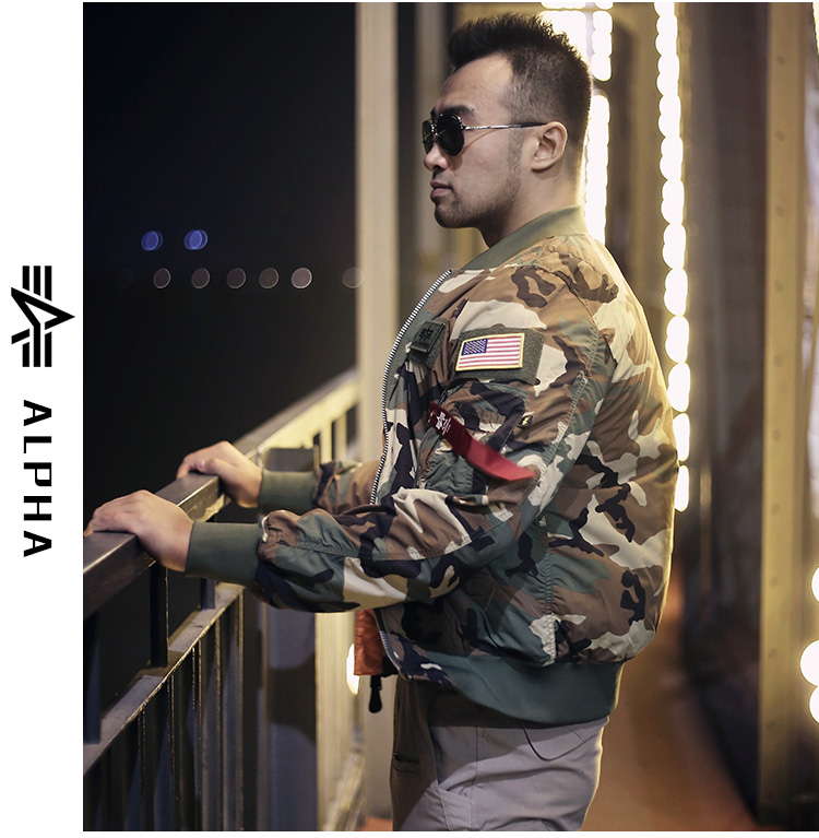 ALPHA INDUSTRIES 美国阿尔f法alpha立领FLEX带章防泼水ma1飞行夹克 弗雷斯