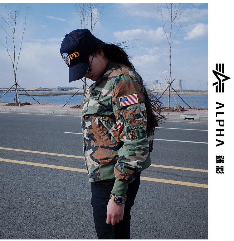 ALPHA INDUSTRIES 美国阿尔f法alpha立领FLEX带章防泼水ma1飞行夹克 弗雷斯