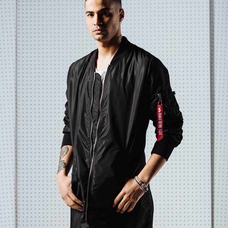 ALPHA INDUSTRIES 美国alpha阿尔f法加长版MA1飞行夹克春季薄款风衣