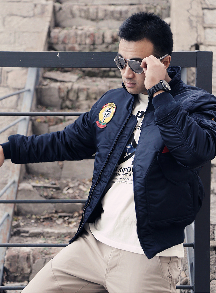 ALPHA INDUSTRIES 美国阿尔法工业飞行夹克45p巡航夹克翻领收腰休闲夹克