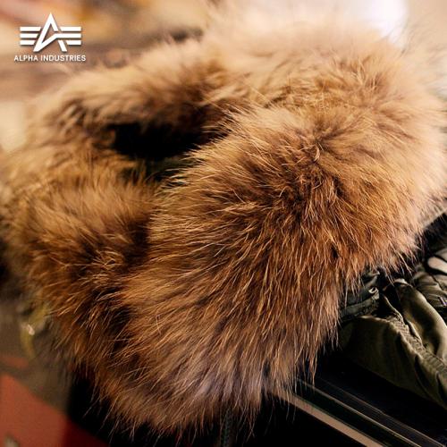 美国ALPHA INDUSTRIES 阿尔f法瘦身版真毛领   单独毛领 貉子毛  黑色   绿色