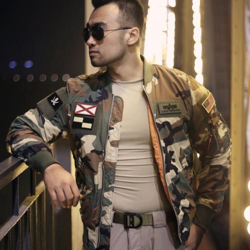 ALPHA INDUSTRIES 美国阿尔f法alpha立领FLEX带章防泼水ma1飞行夹克 弗雷斯